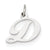 14k White Gold Small Fancy Script Initial D Charm hide-image