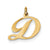 Medium Fancy Script Initial D Charm in 14k Gold