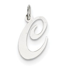 14k White Gold Medium Fancy Script Initial C Charm hide-image