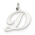 14k White Gold Medium Fancy Script Initial D Charm hide-image