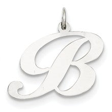 14k White Gold Large Fancy Script Initial B Charm hide-image