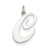 Large Fancy Script Initial C Charm in 14k White Gold