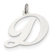 14k White Gold Large Fancy Script Initial D Charm hide-image