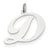 14k White Gold Large Fancy Script Initial D Charm hide-image