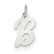14k White Gold Small Script Initial B Charm hide-image