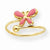 14k Yellow Gold Pink Enameled Butterfly Ring