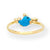 14k Yellow Gold Blue Enameled Fish Ring