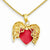 14k Gold Red & White Enameled Reversible Heart Pendant, Pendants for Necklace