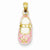 14k Gold Pink Enameled Baby Shoe Pendant, Pendants for Necklace