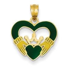 14k Gold Enamel Claddagh Charm hide-image