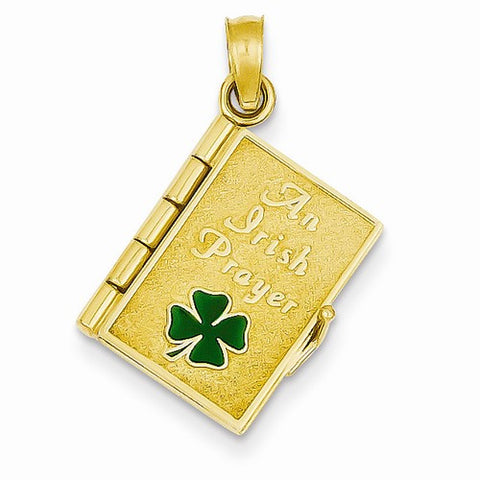 14k Gold Enamel Irish Prayer Book Pendant, Pendants for Necklace