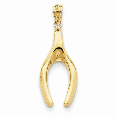 14k Gold Polished Wishbone Pendant, Pendants for Necklace