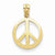 14k Gold Polished Peace Sign Circle Pendant, Pendants for Necklace