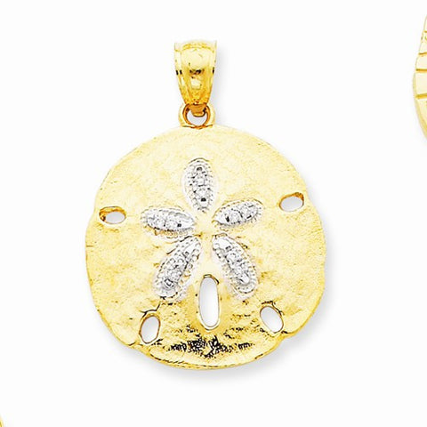 14k Gold Diamond Sand Dollar Pendant, Pendants for Necklace