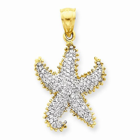 14k Gold Diamond Starfish pendant, Charm