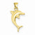 14k Gold Reversible Swarovski Elements Dolphin Pendant, Pendants for Necklace