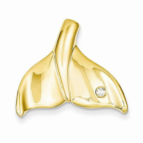 14k Gold Diamond Whale Tail Slide Pendant, Pendants for Necklace
