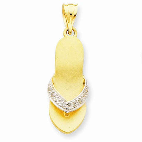 14k Gold and Rhodium Diamond Sandal pendant, Beautiful Pendants for Necklace