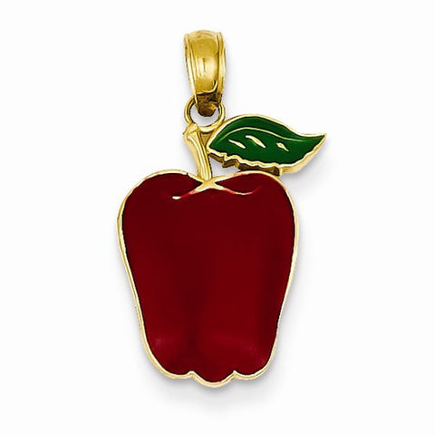 14k Gold Enameled Apple Pendant, Pendants for Necklace