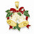 14k Gold Enameled Holiday Bells & Holly Leaves Pendant, Pendants for Necklace