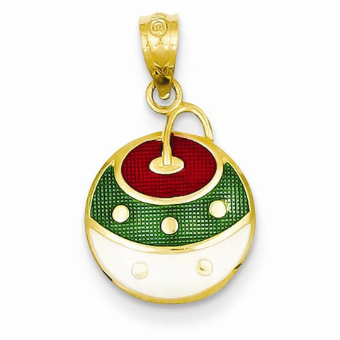 14k Gold Enameled Christmas Ornament Pendant, Pendants for Necklace