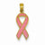 14k Gold Pink Enameled Awareness Ribbon Pendant, Pendants for Necklace