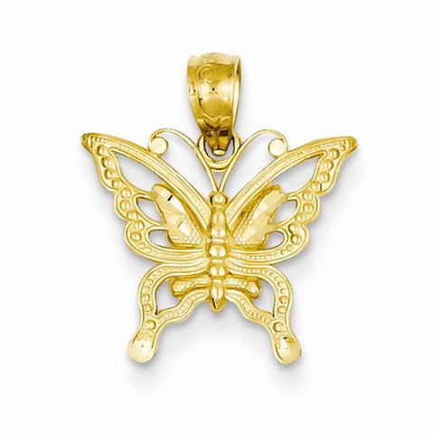 14k Gold D/C Butterfly Pendant, Pendants for Necklace