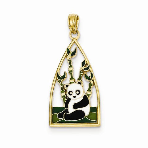 14k Gold Enameled Panda Bear Pendant, Pendants for Necklace