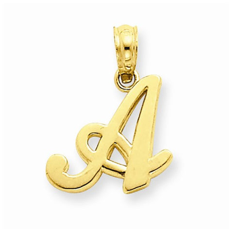 14k Gold A Script Initial Pendant, Pendants for Necklace