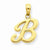 14k Gold B Script Initial Pendant, Pendants for Necklace