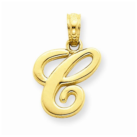 14k Gold C Script Initial Pendant, Pendants for Necklace