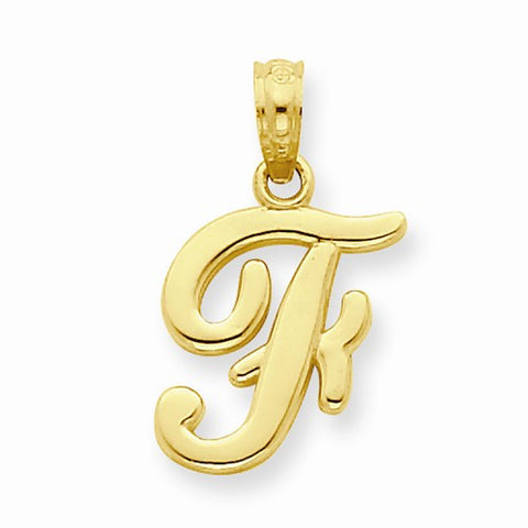 14k Gold F Script Initial Pendant, Pendants for Necklace