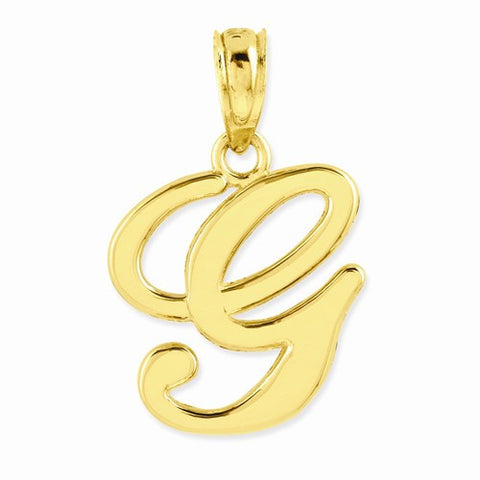 14k Gold G Script Initial Pendant, Pendants for Necklace