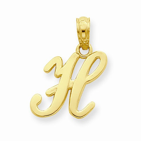 14k Gold H Script Initial Pendant, Pendants for Necklace