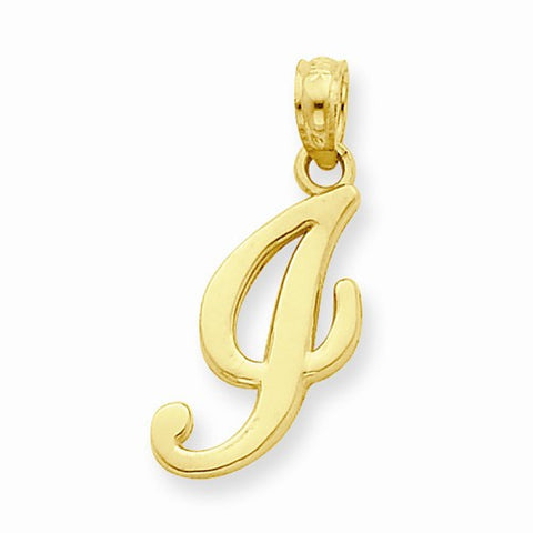 14k Gold I Script Initial Pendant, Pendants for Necklace
