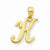 14k Gold K Script Initial Pendant, Pendants for Necklace