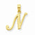 14k Gold N Script Initial Pendant, Pendants for Necklace