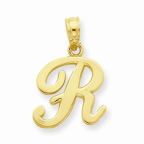 14k Gold R Script Initial Pendant, Pendants for Necklace