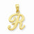 14k Gold R Script Initial Pendant, Pendants for Necklace