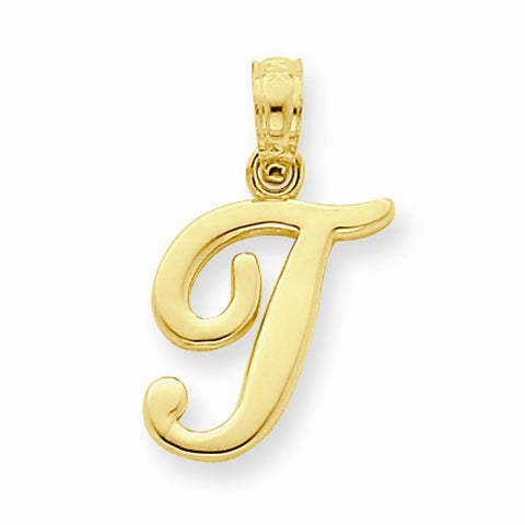 14k Gold T Script Initial Pendant, Pendants for Necklace