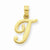 14k Gold T Script Initial Pendant, Pendants for Necklace
