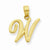 14k Gold W Script Initial Pendant, Pendants for Necklace