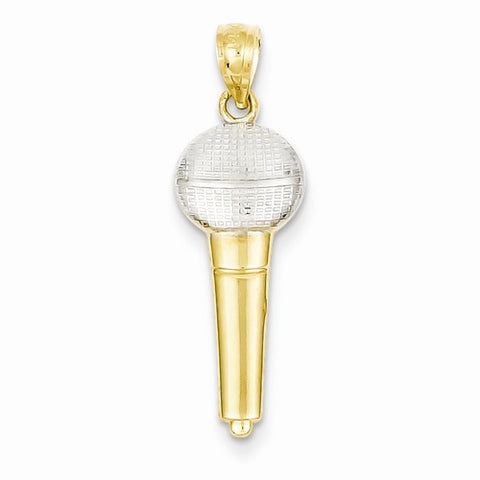 14k Gold and Rhodium Microphone Pendant, Pendants for Necklace
