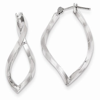 14k White Gold Curved Hoop Earring, Jewelry Earrings