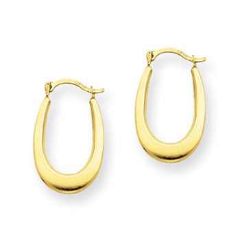 14k Yellow Gold Polished Oval Hoop Earrings