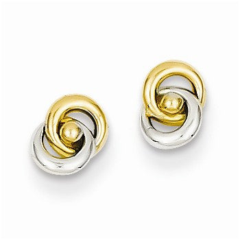 14k Yellow Gold Rhodium Love Knot Ear, Jewelry Earrings