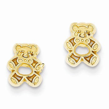 14k Yellow Gold Polished Teddy Bear Post Earrings