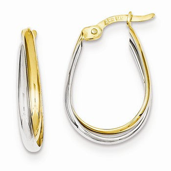 14k Two-tone Double Hoop Earring, Jewelry Earrings