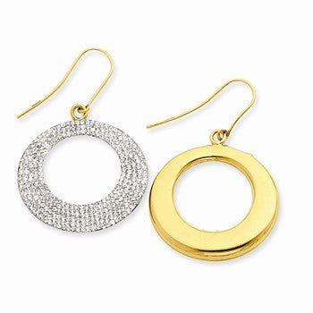14k Yellow Gold Crystal Open Circle Wire Earrings