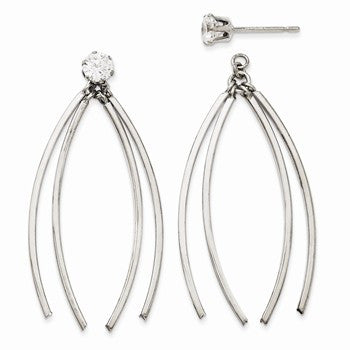 14k White Gold Curved Dangles with CZ Stud Earring Jackets